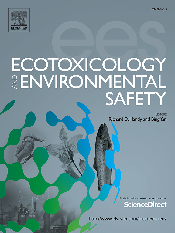 Ecotoxicology and Environmental Safety, Volume 313 cover.
