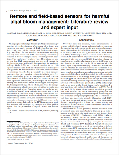 Remote and field based sensors for harmful algal bloom management cover page.